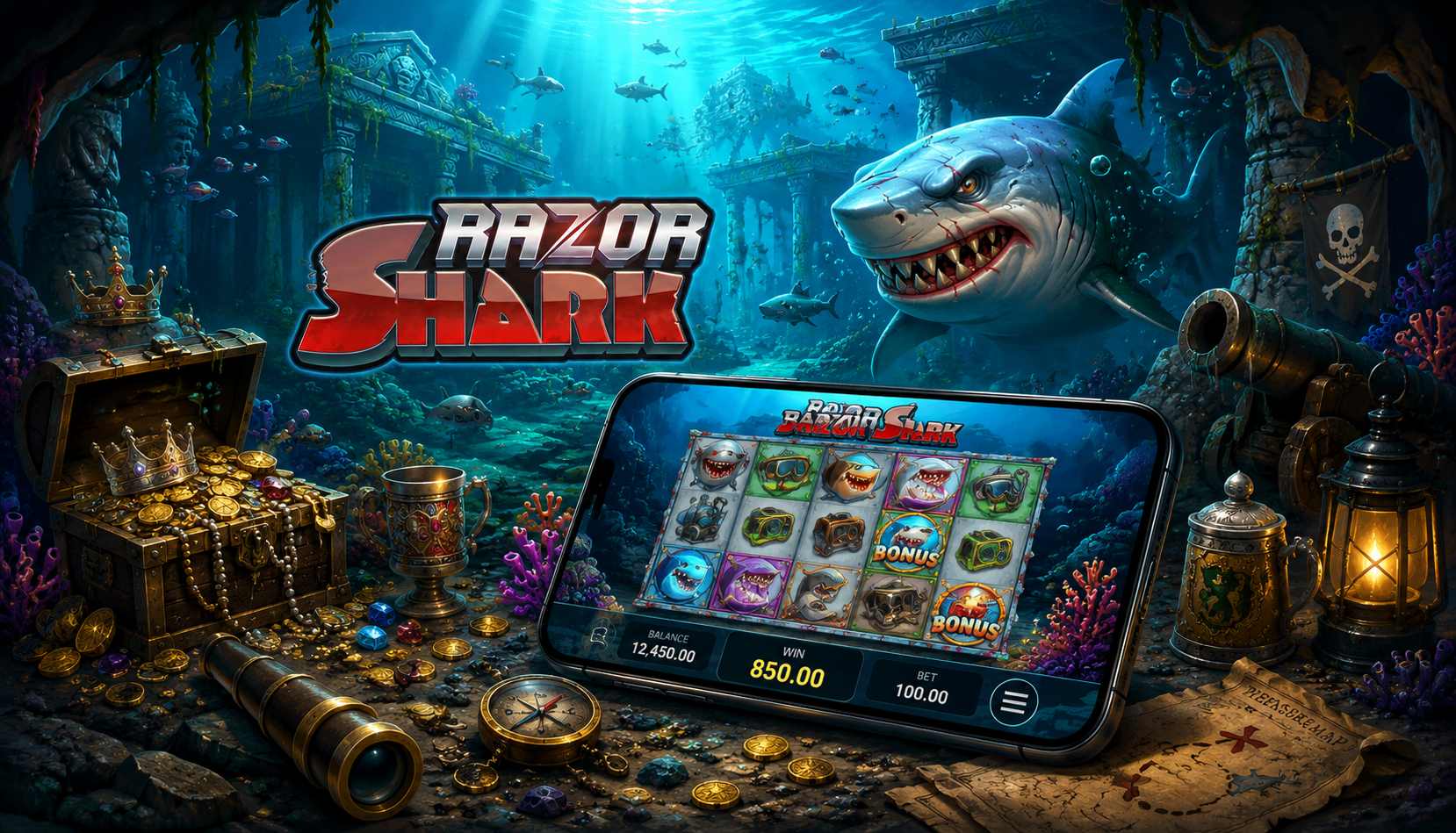 Razor Shark lässt sich auch auf Mobilgeräten spielen, da der Spielautomat perfekt für Smartphones optimiert ist